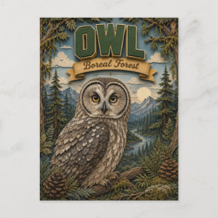 Eule borealer Wald POPCUT Postkarte