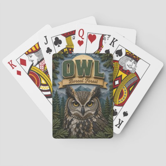Eule borealer Wald POPCUT Spielkarten (Rückseite)