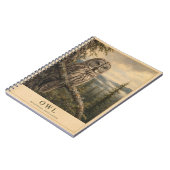 Eule borealer Wald VINTAGE Notizblock (Linke Seite)