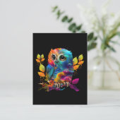 EULE BUNTE ABSTRAKT POSTKARTE (Stehend Vorderseite)