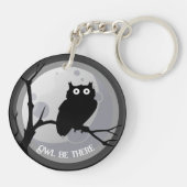 Eule da Owl Schwarz und Weiß Schlüsselanhänger (Rückseite)