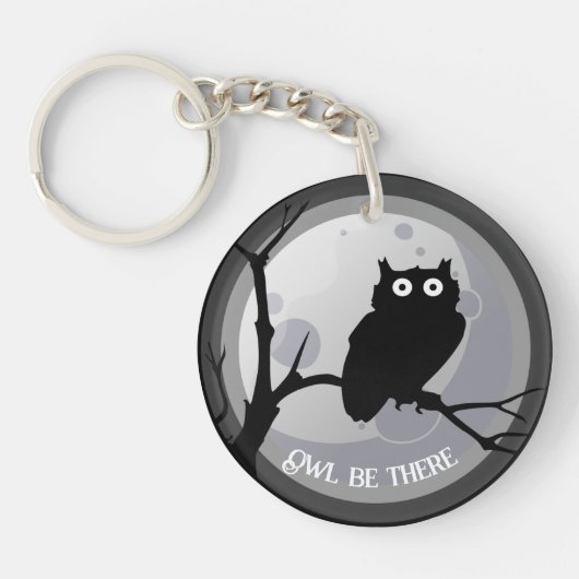 Eule da Owl Schwarz und Weiß Schlüsselanhänger (Vorderseite)