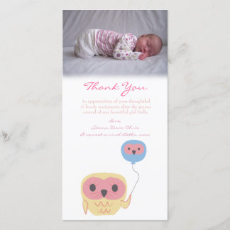 Eule danken Ihnen, Baby-Mädchen-Foto-Schablone zu Dankeskarte