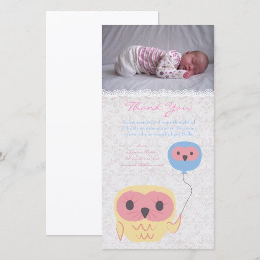 Eule danken Ihnen, Dankeskarte (Vorne/Hinten)