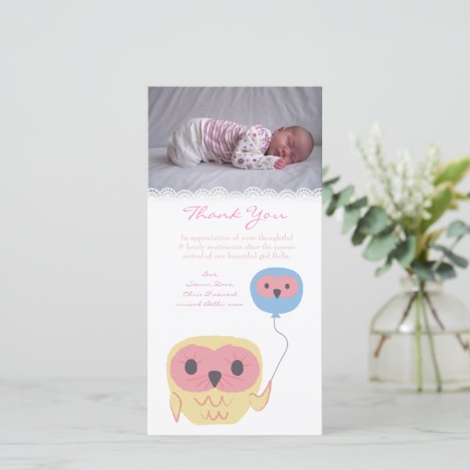 Eule danken Ihnen, Dankeskarte (Stehend Vorderseite)