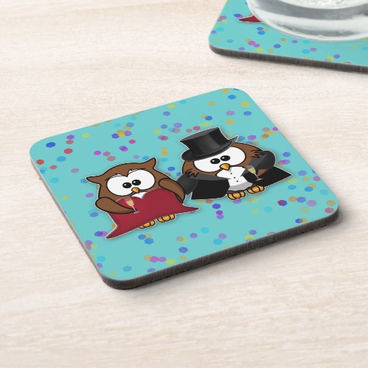 Eule des neuen Jahres Getränkeuntersetzer (Linke Seite)