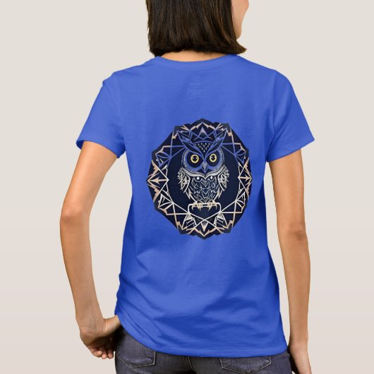 Eule-Design mit geometrischen Mustern T-Shirt (Rückseite)