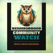 Eule-Design, Warnung der Nachbarschaftsgemeinschaf Fensteraufkleber (Blatt 3)