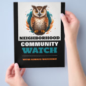 Eule-Design, Warnung der Nachbarschaftsgemeinschaf Flyer (Hand)