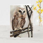 Eule, die an Sie denkt Karte (Gelbe Blume)