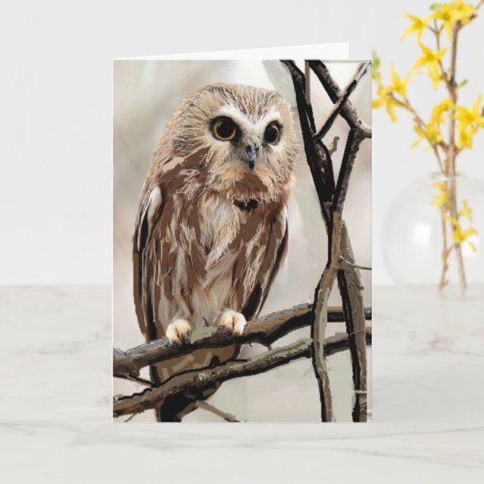 Eule, die an Sie denkt Karte (Gelbe Blume)