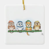 Eule, die ich zu Weihnachten gewollt habe, Eulen d Keramikornament (Vorderseite)