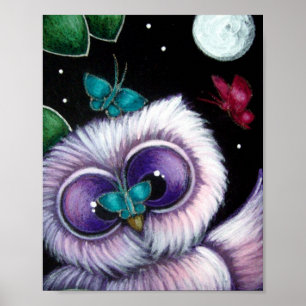 EULE, die MIT dem SCHMETTERLINGE Plakat SPIELT