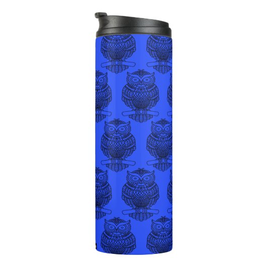 Eule (dunkelblau) - Thermal Tumbler Thermosbecher (Nach rechts gedreht)
