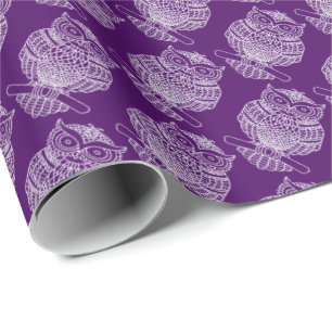 Eule (dunkelviolett) - Geschenkpapier
