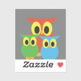 Eule-Familie: Rot, Grün und Blau Aufkleber