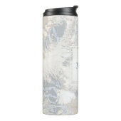 Eule Feathers, grau, beige und blau Thermosbecher (Nach links gedreht)
