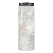 Eule Feathers, grau, beige und blau Thermosbecher (Rückseite)