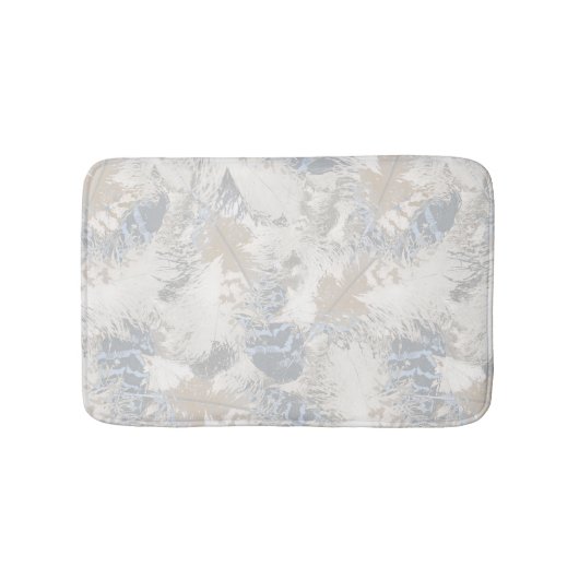 Eule Feathers, grau, beige und blau, Vogel, Licht, Badematte (Vorderseite)