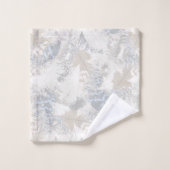 Eule Feathers, grau, beige und blau, Vogel, Licht, Badhandtuch Set (Waschlappen)