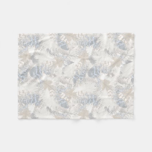 Eule Feathers, grau, beige und blau, Vogel, Licht, Fleecedecke (Vorderseite (Horizontal))