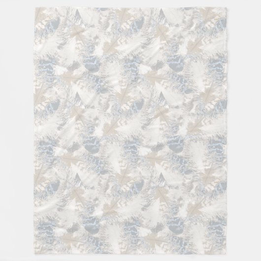 Eule Feathers, grau, beige und blau, Vogel, Licht, Fleecedecke (Vorderseite)