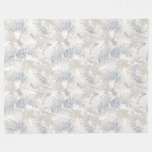 Eule Feathers, grau, beige und blau, Vogel, Licht, Fleecedecke (Vorderseite (Horizontal))