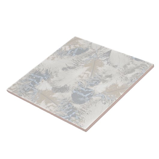 Eule Feathers, grau, beige und blau, Vogel, Licht, Fliese (Seite)