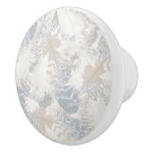 Eule Feathers, grau, beige und blau, Vogel, Licht, Keramikknauf (Rechts)