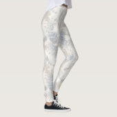 Eule Feathers, grau, beige und blau, Vogel, Licht, Leggings (Rechts)