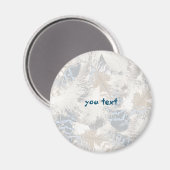 Eule Feathers, grau, beige und blau, Vogel, Licht, Magnet (Vorderseite/Rückseite)
