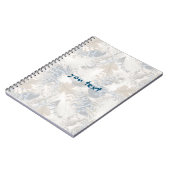 Eule Feathers, grau, beige und blau, Vogel, Licht, Notizblock (Linke Seite)