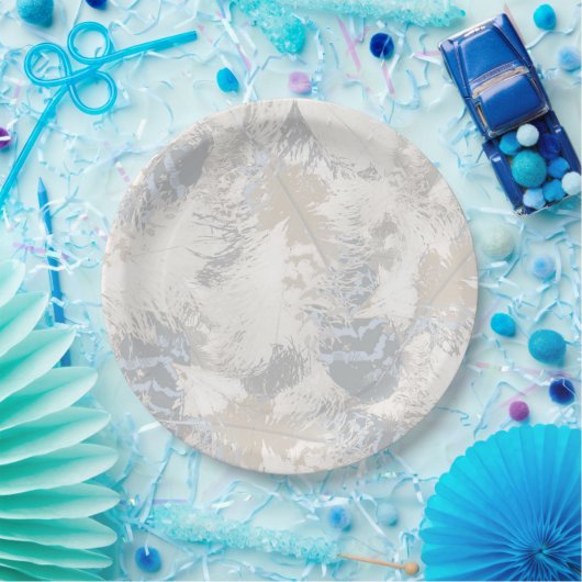 Eule Feathers, grau, beige und blau, Vogel, Licht, Pappteller (Party)