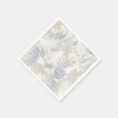 Eule Feathers, grau, beige und blau, Vogel, Licht, Serviette (Ecke)