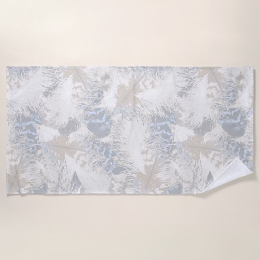 Eule Feathers, grau, beige und blau, Vogel, Licht, Strandtuch (Vorderseite)