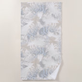 Eule Feathers, grau, beige und blau, Vogel, Licht, Strandtuch (Vorderseite)