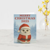Eule Frohe Weihnachten Karte (Gelbe Blume)