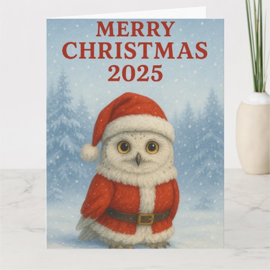Eule Frohe Weihnachten Karte (Vorderseite)