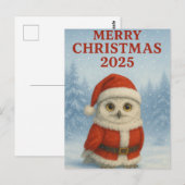 Eule Frohe Weihnachten Postkarte (Vorne/Hinten)