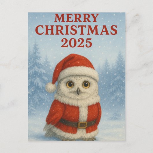Eule Frohe Weihnachten Postkarte (Vorderseite)