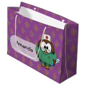 Eule Große Geschenktüte (Vorderseite Schrägansicht)