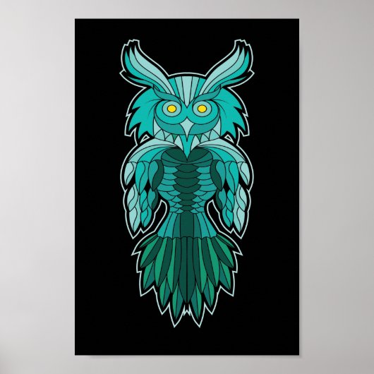 Eule Haida Uhu Mythologie Indianer Krieger Kunst Poster (Vorne)