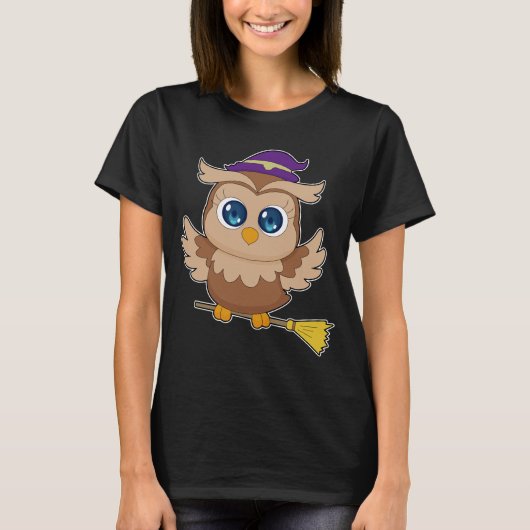 Eule Halloween Hexe T-Shirt (Vorderseite)