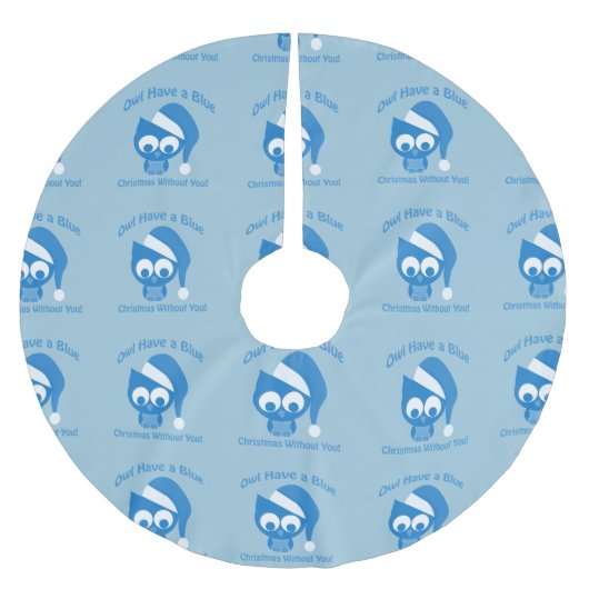 Eule hat ein blaues Weihnachten ohne euch Polyester Weihnachtsbaumdecke (Vorderseite)