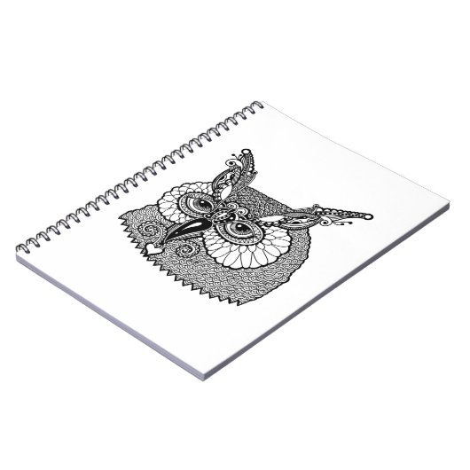 Eule HauptZendoodle Notizblock (Linke Seite)