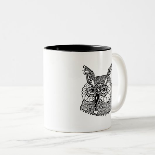 Eule HauptZendoodle Zweifarbige Tasse (VorderseiteRechts)