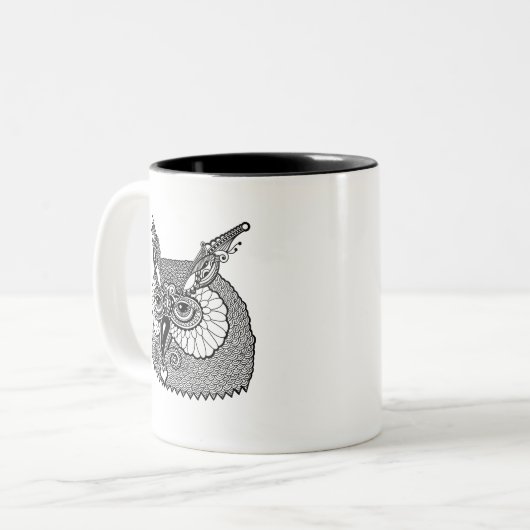 Eule HauptZendoodle Zweifarbige Tasse (Vorderseite Links)