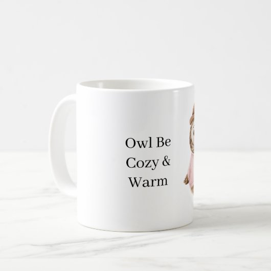 Eule Hut Rosa Pullover Gemütlich & Warm Kaffeetasse (Vorderseite Links)