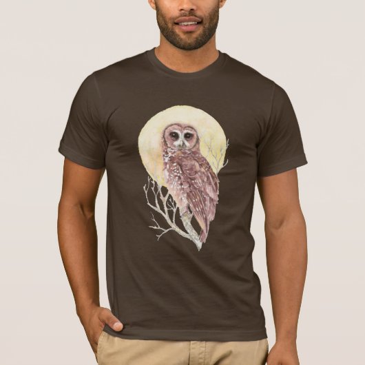 Eule im Baum mit dem Mondwasservogel, Tier T-Shirt (Vorderseite)