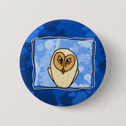 Eule im Blau Button (Vorderseite)